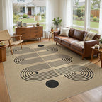 5x7 Jute Rug for Living Room: Farmhouse Carpet Indoor Outdoor Washable Non Slip Area Rug for Bedroom Patio Backyard Dining Room Table Home Office - Checkered Brown