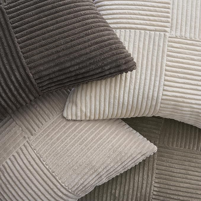 Topfinel 20×20 Pillow Covers Set of 4,Boho Large Neutral Throw Pillow Covers with Corduroy,Soft Accent Pillowcases for Couch,Bed,Living Room Home Decor (Cream,White)