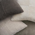 Topfinel Decorative Neutral Gray Throw Pillow Covers for Couch,Boho Cozy Soft Cushion Covers Set of 4 with Corduroy,Accent Pillowcases for Sofa,Bed,Living Room Home Decor 24×24 Inch (Cream,Grey)