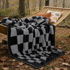 Joiedomi Throw Blanket for Couch, Black Grey Checkered Knitted Blankets Gifts for Women Mom Girls, Cozy Cute Soft Throw Home Room Decor Aesthetic Women Mothers Birthday Gifts 50x60 Inches