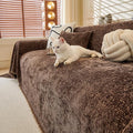 ROOMLIFE Brown Sofa Cover, Vintage Boho Couch Cover for 3 Cushion Sofa, Soft Chenille Sofa Cover for Dog, Washable Furniture Sofa Protector Cover Blanket with Tassel for Living Room, 71 '' X 150''