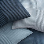 Topfinel Decorative Blue Throw Pillow Covers Set of 4,Boho Velvet Blue Gray Cushion Covers with Striped Corduroy,Soft Accent Pillowcases for Couch,Bed,Living Room Home Decor 16×16 Inch