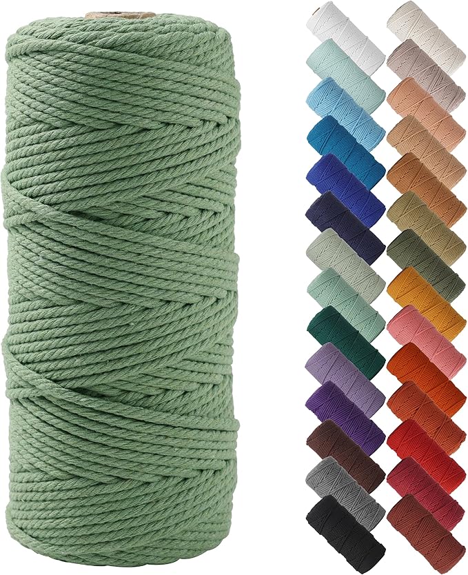 NOANTA Avocado Green Macrame Cord 3mm x 109yards, Colored Macrame Rope, Cotton Rope Macrame Yarn, Colorful Cotton Craft Cord for Wall Hanging, Plant Hangers, Crafts, Knitting