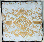 CRAFT KALA Mandala Floor Pillow Cushion Cover Seating Throw Cover Hippie Decorative Bohemian Ottoman Poufs Pom Pillow Cases Boho Indian Cotton Living Room Yoga Home Décor 35" Square, White Gold Flower
