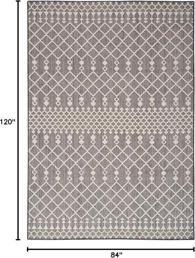 Nourison Home Positano Charcoal 7' x 10' Area Rug - Easy Clean, Non Shedding, Bed Room, Living Room, Dining Room, Kitchen (7' x 10')