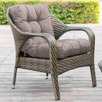 QILLOWAY Outdoor Seat/Back Chair Cushion Tufted Pillow, Spring/Summer Seasonal Replacement Cushions - Set of 2 (Tan/Grey)