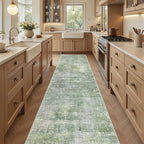 Runner Rug 2x8 Washable Non-Slip Hallway Runner Rugs for Kitchen Bathroom Laundry Room Green/Ivory Vintage Floor Carpet Runners for Hallways Entryway