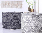 Mandala Life Art Pouf Ottoman - 20x20x20" - Foot Rest Stool - Black Cube
