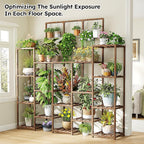 EnHomee Tall Plant Stand, 14 Tiers Indoor Plant Stand for Multiple Plants Pot, Wood Plants Shelves for Living Room, Patio, Balcony, Yard, Garden, 11.8''D×56''W×63''H