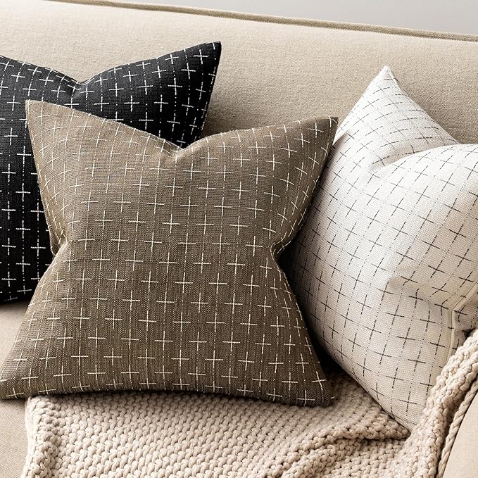MIULEE Pack of 2 Decorative Burlap Linen Euro Spring Throw Pillow Covers for Sofa Couch Bed Farmhouse Pillowcases Modern Rustic Woven Textured Cushion Cover Taupe