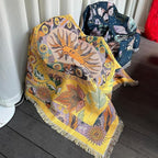Hopstar Sun Throw Blanket Boho Hippie Tapestry Room Decor Western Blankets and Throws Soft Cozy Couch Cover for Loveseat Sofa Living Room Chair Travel 51"x63" (Yellow/Floral)