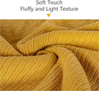 NTBAY Acrylic Knitted Throw Blanket, Lightweight and Soft Cozy Decorative Woven Blanket with Tassels for Travel, Couch, Bed, Sofa, 51x67 Inches, Mustard Yellow Striped
