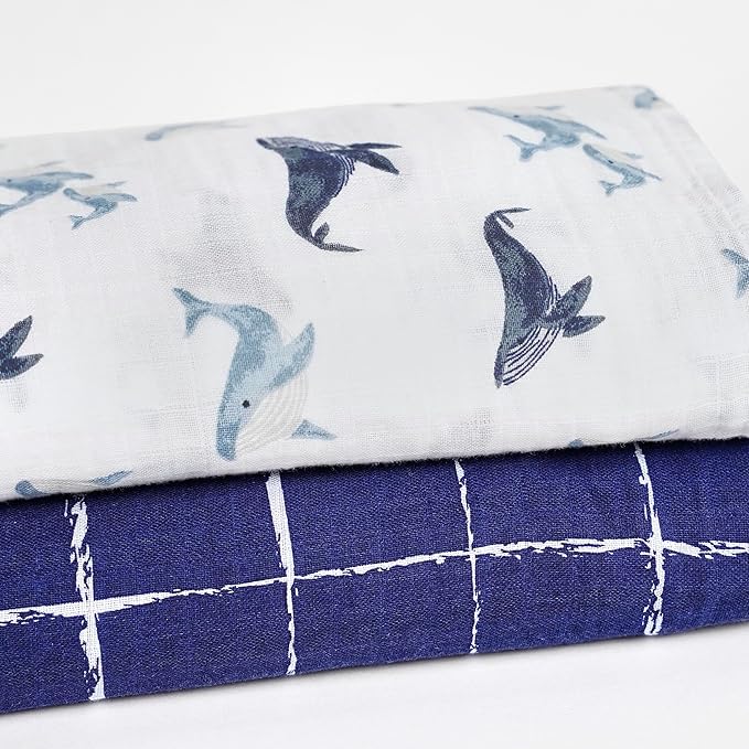 Gerber Baby Unisex 2-Pack Muslin Blanket, Coastal Calm, One Size