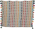 Creative Co-Op Soft Woven Cotton Throw with Tufted Dots and Tassels, Multicolor