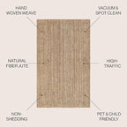 JONATHAN Y Pata Hand Woven Chunky Jute Natural Indoor Area Rug, 4x6, Bohemian, Rustic, Cottage, Easy-Cleaning for Living Room, Bedroom, Kitchen, Non-Shedding (NRF102A-4)