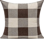 VAKADO Brown Beige Outdoor Farmhouse Buffalo Plaids Decorative Throw Pillow Covers Retro Checked Square Cushion Cases Classic Coffee Check Home Decor for Couch Sofa Patio 18x18 Inch Pack of 2