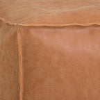 SIMPLIHOME Brody Square Pouf - 18 inch Wide Upholstered Vegan Leather Ottoman in Distressed Brown, Boho Footstool, Coffee Table or Extra Seating for Living Room or Bedroom, Assembled