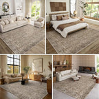 8x10 Washable Area Rugs Ultral Soft Non-Slip Stain Resistant Vintage Boho Large Carpet for High-Traffic Living Room & Dining Room