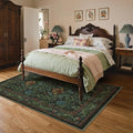 Bavni 5x7 Area Rugs for Living Room, Microfiber Machine Washable Non-Slip Vintage Floral Rug, Low Pile Lightweight Carpet for Bedroom, Dining Room, Home Office, Dark Green