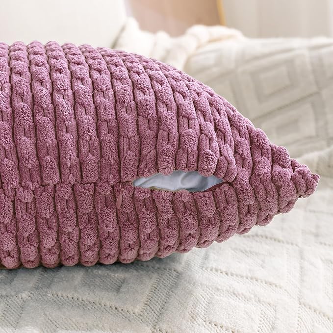 Set of 4 Pink Decorative Throw Pillow Covers 20x20 Inch Corduroy Pillow Covers for Bed Couch Sofa Living Room Soft Square Cushion Cases