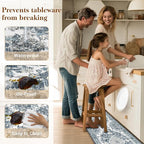 Boho Kitchen Mats for Floor 2 Piece Set Anti Fatigue Cushioned PVC Kitchen Rugs Non Slip Waterproof Farmhouse Mats 2/5 Inch Comfort Standing Mat for Sink, Laundry, 17.3"x59"+17.3"x28", Dark Blue