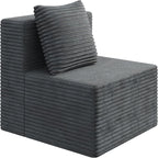 WLIVE 32'' Middle Sofa Seat of Cloud Sectional Couches for Living Room, Boneless Armless Chair, Memory Foam Corduroy, Grey