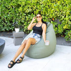 Big Joe Tuft Weatherproof Bean Bag Chair, Sage Intertwist, Weather Resistant UV-Protected Fabric, 3 feet Teardrop