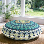 Codi Meditation Floor Pillow, Round Large Pillows Seating for Adults, Bohemian Mandala Circle Cushion for Outdoor Fireplace Yoga Living Room, 32 Inch, Memory Foam Added, Green