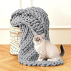 Admitrack Chunky Knit Blanket Throw, 100% Hand Knit Chenille Throw Blanket for Sofa & Home Decor, Soft and Cozy Knitted Throw Blankets (Dark Gray，51"x63")