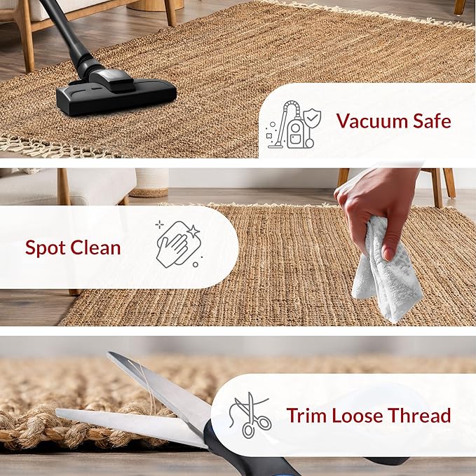 Nuloom Raleigh Natural, 5' x 8', Handmade, Jute & Wool, Soft and Textured, High Traffic, Stain Resistant, Easy Clean, Durable Area Rug for Bedroom, Living Room, Dining Space, Den, Foyer, Entryway