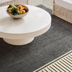 Nuloom Asha Dark Grey/Ivory, 6'7" Round, Casual, Striped Border, Soft and Cozy, High Traffic, Stain Resistant, Easy Clean, Durable Area Rug for Indoor/Outdoor Patio, Deck, Porch, Garden, Courtyard