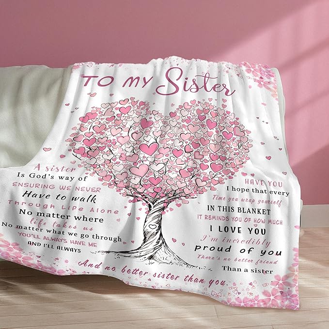 Aipon Sister Gifts Blanket, Sisters Birthday Gifts for Sister, to My Sister Blanket 50"x 60", Big Sister Gift for Sister Wedding Graduation, Sister Blankets from Sister Adult Best Sister Ever Gifts