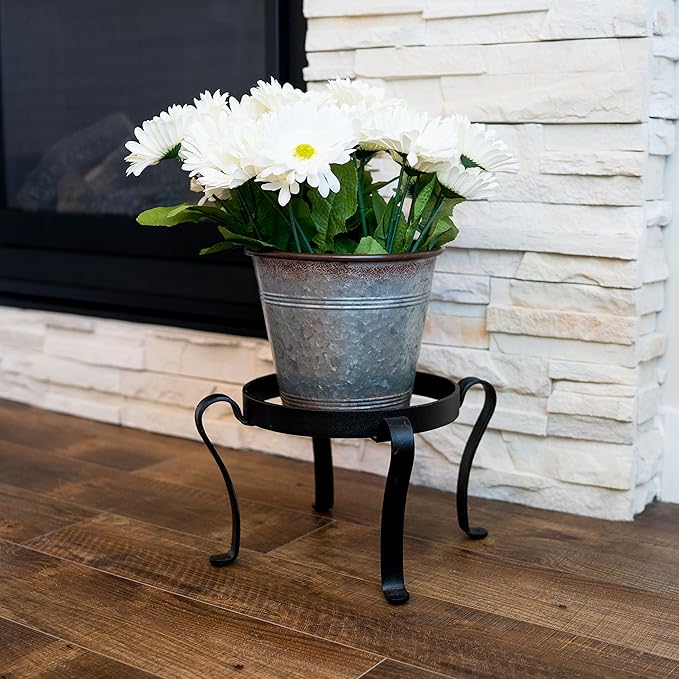 Achla Designs Patio Flower Pot Plant Stand, 8-in H Black