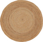 Hand Woven Jute Area Rug - 6' Round - Rustic Beige Reversible Farmhouse Rugs for Living Room, Bedroom, Kitchen - Vintage Natural Braided Entry Floor Décor Circle Boho Round Rugs 6ft