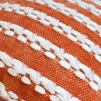 18x18 Boho Pillow Cover-Chenille Tufted Decorative Throw Pillow Cover Soft Velvet Backing, Farmhouse Striped Square Pillow Case for Sofa, Couch, Bedroom, Living Room, Orange-White Stripe