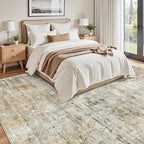 Abstract Rug 8x10 Large Living Room Rugs Neutral Modern Washable Area Rugs for Bedroom Dining Room Non-Slip Stain Resistant Foldable Thin Rug Brown Grey