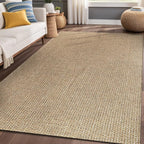 Easy Jute Rugs 5x7 Natural Color Living Room Indoor Outdoor Area Rug for Farmhouse Patio and Kitchen Rug High Traffic Washable Easy to Clean Solid Boho Woven Design Outside Carpet (5 x 7)