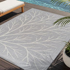 Washable Indoor Outdoor Rug 8x10 Modern Area Rugs Branch Pattern Non Shedding Waterproof Easy Clean Patio Deck Porch Living Room Bedroom Garden RV (8 X 10 Gray)