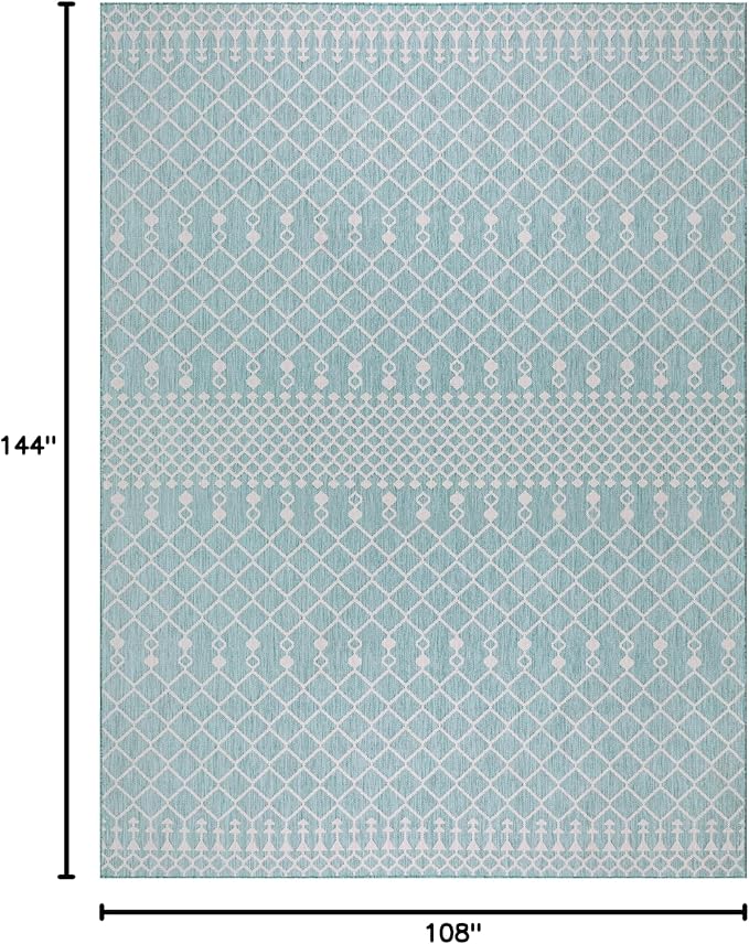 Nourison Home Positano Aqua 9' x 12' Area Rug - Easy Clean, Non Shedding, Bed Room, Living Room, Dining Room, Kitchen (9' x 12')