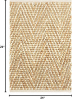 Dash and Albert Meghan Ivory/Natural Handwoven Jute Rug, 2 X 3 Feet, Neutral Geometric Pattern - Premium Luxury Hotel Quality Soft Breathable Hypoallergenic Machine Washable Easy Care All Season
