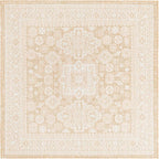 Rugs.com Outdoor Aztec Collection Rug – 5 Ft Square Natural Flatweave Rug Perfect for Living Rooms, Kitchens, Entryways