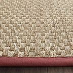 SAFAVIEH Natural Fiber Collection Runner Rug - 2'6" x 8', Natural & Red, Seagrass, Basketweave Pattern with Border (NF114D)