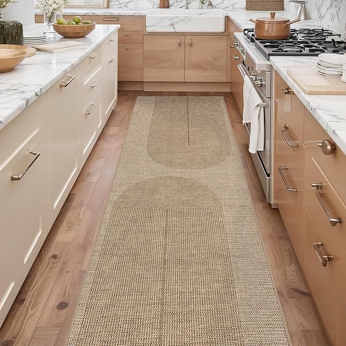 Easy Jute Rug 2.5x8: Indoor Outdoor Natural Boho Area Rugs for Hallway Patio Non Slip - Farmhouse Neutral Contemporary Carpet Mat for Entryway Kitchen Laundry Room Bedroom Washable