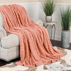 Superior Fleece Boho Jacquard Blanket, Decorative Blankets for Bedroom, Sofa, Fuzzy, Plush, Fluffy, Soft, Cute Room Decor, Beautiful Cover, Comfort Essentials, Arctic Collection, Full/Queen, Blush
