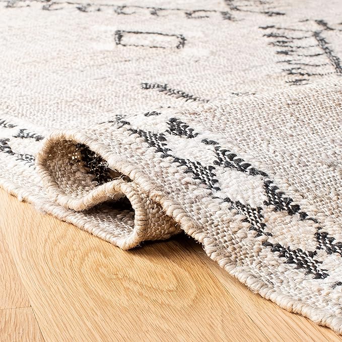 SAFAVIEH Kilim Collection Area Rug - 6' x 9', Grey & Black, Handmade Flat Weave Jute, Ideal for High Traffic Areas in Living Room, Bedroom (KLM762F)