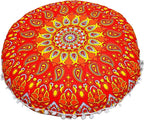 Large Round seat Floor Cushion Chair Ottoman Cover Pouf Pillow Meditation Floor Cushions for Adults Seating pouffe Ottoman Throw Covers Craft Room Furniture for Sitting Cover 22 Inches (Orange)