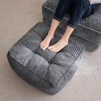 HIGOGOGO Square Stuffed Pouf Ottoman, Corduroy Poufs with Foam Chunk Filling, Furry and Fluffy Pouf Foot Stool Storage Ottoman, 25.6 X 25.6 Floor Poufs Foot Rest for Living Room, Dark Grey