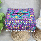 CRAFT KALA Large Hippie Mandala Meditation Floor Ottoman Pillow Cushion Pouf Cover Square Poufs Bohemian Circle Floor Cushion Case Outdoor Fireplace Yoga Living Room Decor Cover New Pink, 24" Square