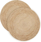 · REDEARTH · Round Area Rug - 4 Feet Braided Natural Jute with Non-Skid Backing - Handwoven Boho Rug for Bedroom, Kitchen, Living Room Aesthetic Home Decor - Durable Handmade Rug, Set of 2, Set of 2