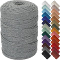NOANTA Gray Macrame Cord 3mm x 328yards, Colored Macrame Rope, Cotton Rope Macrame Yarn, Colorful Cotton Craft Cord for Wall Hanging, Plant Hangers, Crafts, Knitting